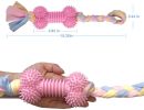 Dog Chews Toy with Cotton Rope Natural Rubber Toys Cleans Molars